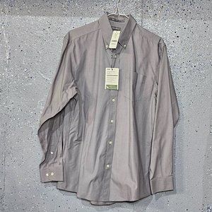New Eddie Bauer Mens Grey Long Sleeve Button Down Dress Shirt Small S NWT $60